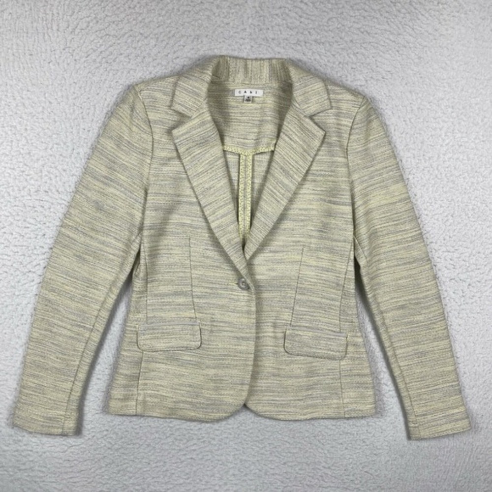 Cabi Jacket Womens 8 Yellow Gray Blazer Career Workwear Professional Business